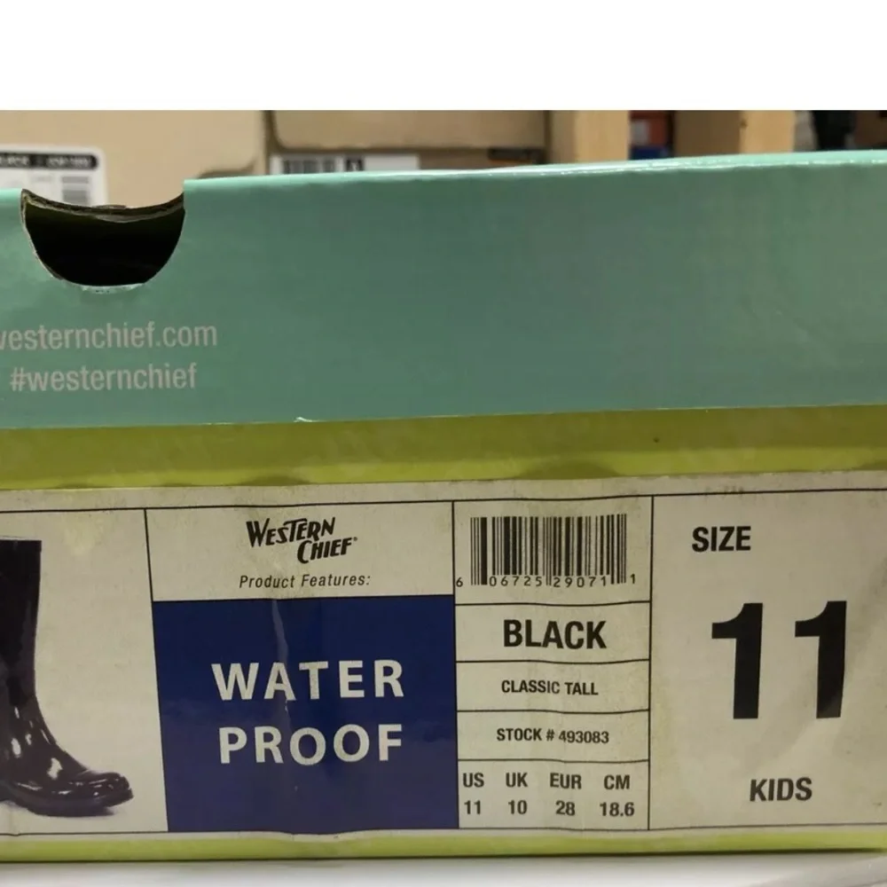 Western Chief Big Kids’ Classic Tall Waterproof Boots Black, Girls’ Size 11 M